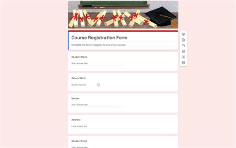 Google Forms - Course Registration Form Template