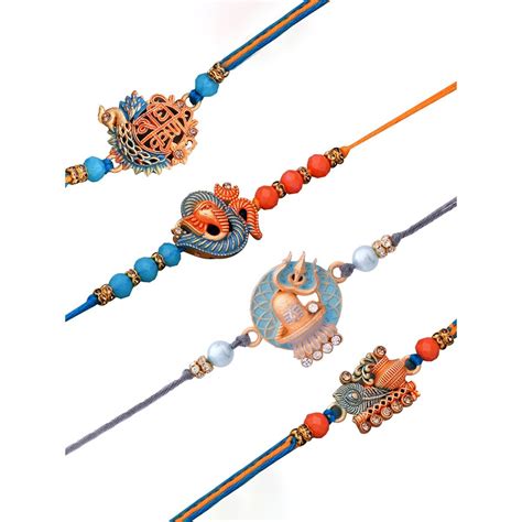 Buy Voylla Deity Inspired Enamelled Rakhi (Set Of 4) Online