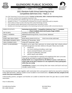 Fillable Online Notes & Forms - GLENDORE PUBLIC SCHOOL Fax Email Print ...