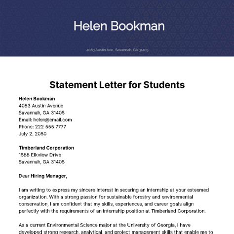 Image result for Statement Letter Example