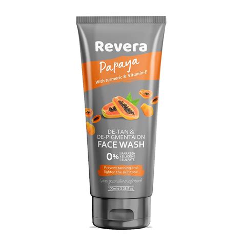 Revera Papaya tan removal Face Wash With turmeric & Vitamin-E, De-tan ...