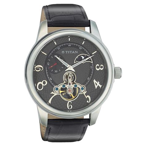 Buy Online Titan Quartz Analog Sun Moon Phase Anthracite Dial Watch for ...