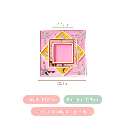 Handcrafted Mirror Work Lippan Art Tealight Candle Holder Set Of 4 ...