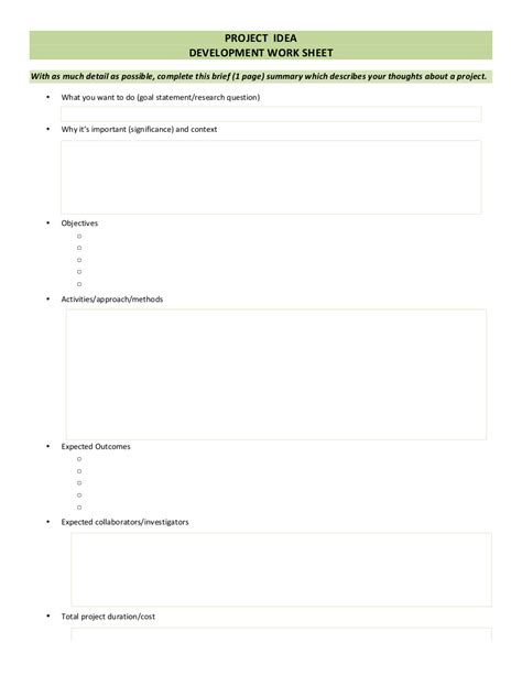 9+ Project Worksheet Examples to Download