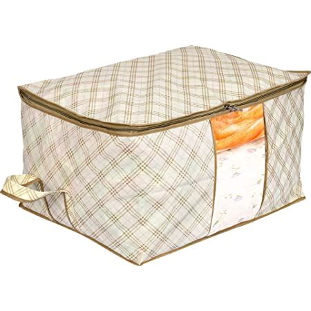 Kuber Industries Metalic Print Non-Woven Under Bed Storage Bag (Cream ...