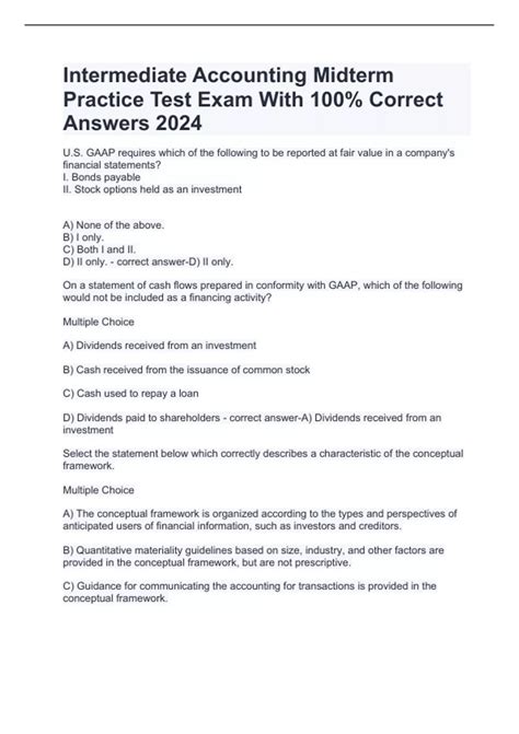 Intermediate Accounting Midterm Practice Test Exam With 100% Correct Answers 2024 - Intermediate ...