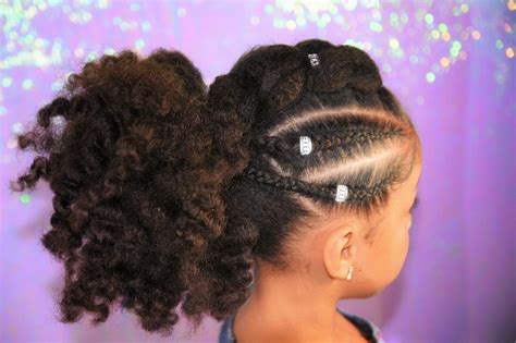 My favorite unique yet easy kids natural hairstyle. Cornrow faux hawk ...
