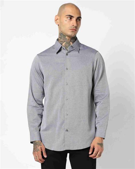 Men Black Armani Classics Regular Fit Casual Shirts