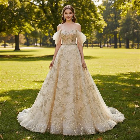 Champagne A Line Wedding Dresses