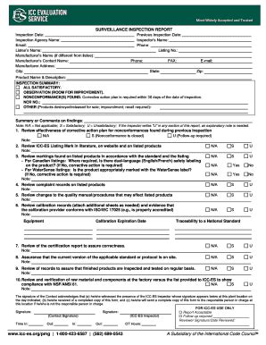 Fillable Online icc-es-pmg Surveillance Inspection Form - ICC-ES PMG ...
