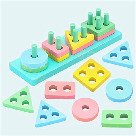 Buy Mr.Variya Plastic Geometric Stacker Shape Sorter Blocks,Educational ...
