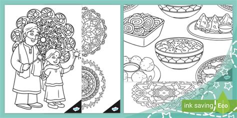 Hindu Diwali Colouring Pages (Ages 5 - 7)