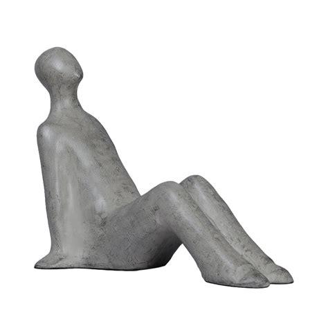 Ashnam Relaxed Seated Pose Abstract Human Showpiece - Silver Pearl, 26 ...