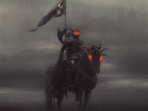 Download wallpaper 1280x960 knight, horse, armor, fog, art standard 4:3 ...