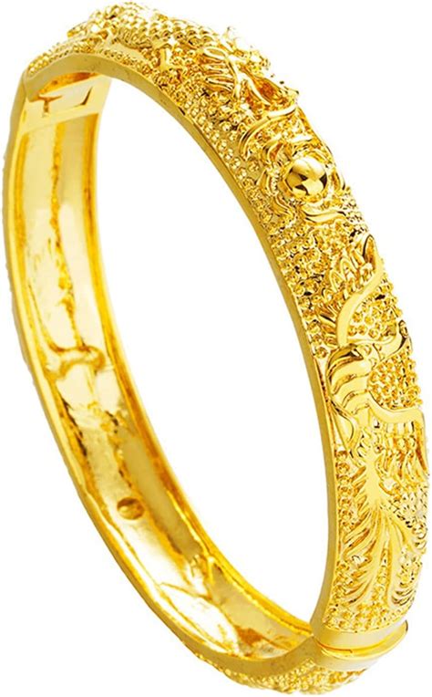 Buy PEAS 18K Gold Plated Jewelry Dragon Phoenix Cuff Bracelet Online at ...