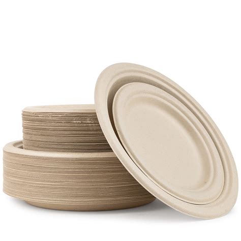 Buy Pro Dispose Wheat Straw/Base Plates, 50 Lunch Plates and 50 Dessert ...