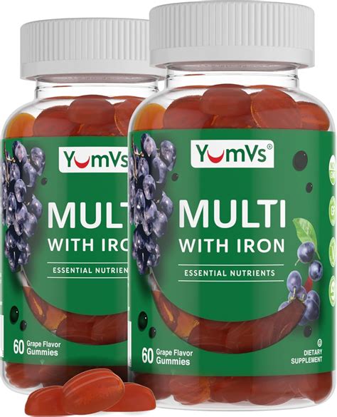 YUM-V’S YumVs Multivitamin Gummies with Iron – Grape Flavor ...