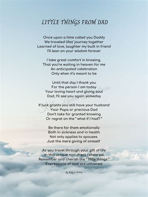 Little Things From Dad Poem, Grieving the Loss of a Loved One ...