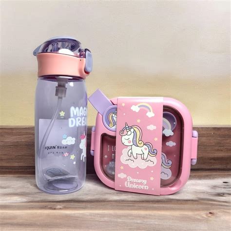 Buy RAMNATH Unicorn Theme Lunch Box and Water Bottle for School Kids ...