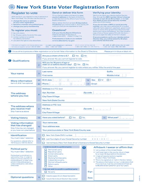2015 NY Voter Registration Form - Blank Fillable Template | Fill Out ...