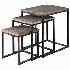 Nesting Tables by Macon Rustic Industrial Iron Elm Nesting Tables Set Of 3 Nesting Tables