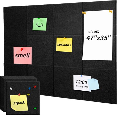 Amazon.com : FOCCTS 12 Pcs 11.8" x 11.8" Felt Bulletin Board, Black ...