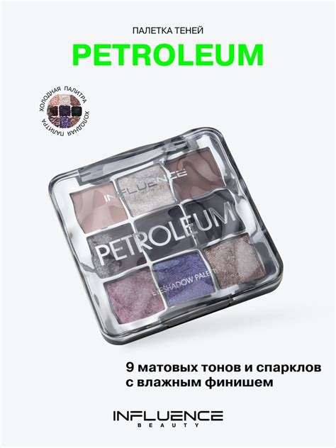 Палетка теней Influence Beauty "Petroleum", шелковистая текстура купить ...