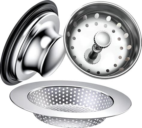 3 Pieces Kitchen Sink Stopper Strainer, 3 in 1 Kitchen Sink Basket ...