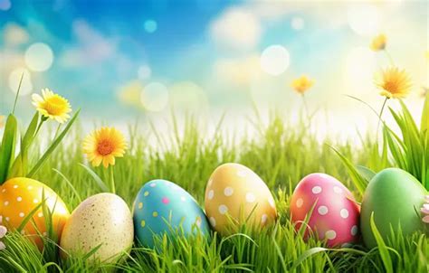 Wallpaper flowers, eggs, spring, colorful, Easter, happy, flowers ...