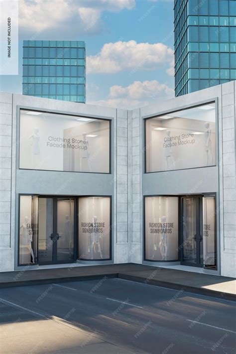 Clothing store facade mockup, perspective | Premium PSD