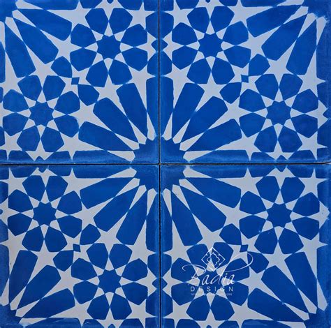 Moroccan Blue and White Cement Floor Tile from Badia Design Inc.