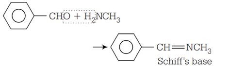 Benzaldehyde reacts with CH3NH2 forming - Tardigrade
