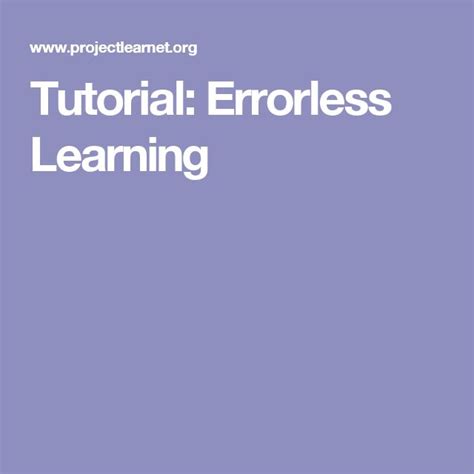 Image result for Errorless Learning Theory