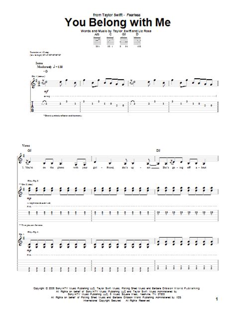 You Belong With Me by Taylor Swift - Guitar Tab - Guitar Instructor