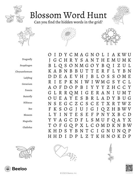 Flower-themed Word Searches • Beeloo Printables