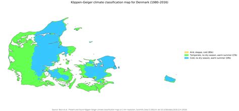 Geographical map of Denmark: topography and physical features of Denmark