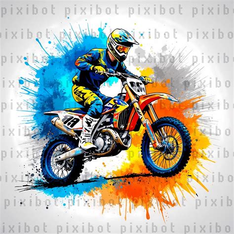 Dirt Bike Watercolor Clip Art: Motocross Motorcycle (digital Download ...