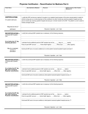 Physician Certification Recertification For Medicare Part A 2020-2025 ...