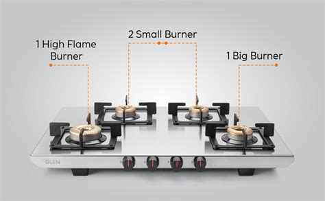 Glen 4 Burner Ultra Tuff Stainless Steel Gas Stove | Silver | Forged ...