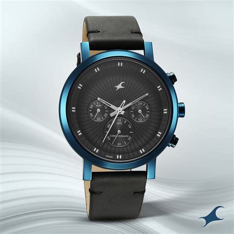 Fastrack Kronos Multifunction Black Dial Leather Strap Watch for Guys