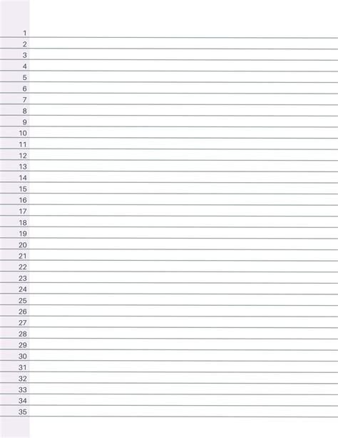 4 Column Printable Lined Paper Numbered 1 100 | Lined Paper Printable