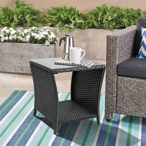 Buy FYRICKYLINOO Outdoor Coffee Table Patio Wicker Side Table All ...