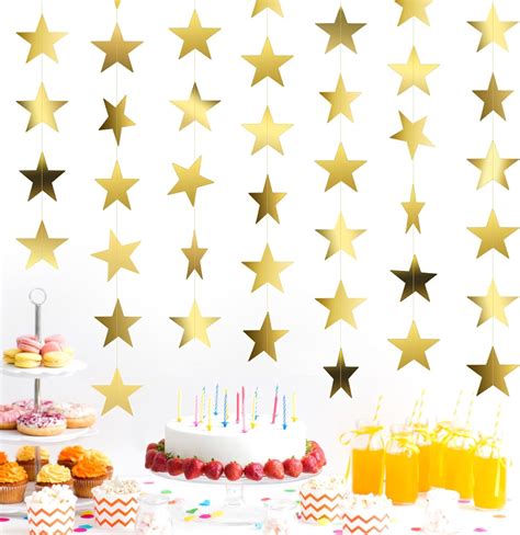 Amazon.com: Star Garland, Glitter Gold Star Garland Banner, 66Feet ...