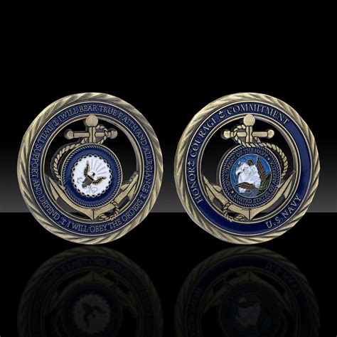 U.S. Navy Emblem Core Values Antique Copper Hollow Coin Medal of ...