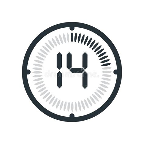 The 14 Minutes Icon Isolated on White Background, Clock and Watch ...
