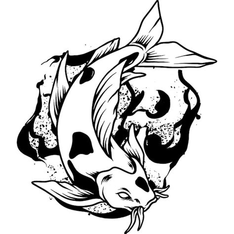 Koi fish silhouette illustration | Premium Vector