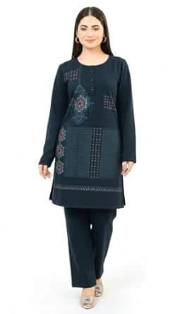 Buy Melini Womens Cotton Fleece Night Suit- Navy Blue (Navy Blue ...