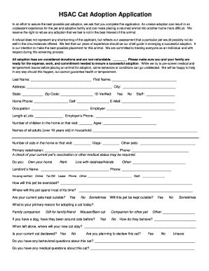 Pet Adoption Form Templates | pdfFiller