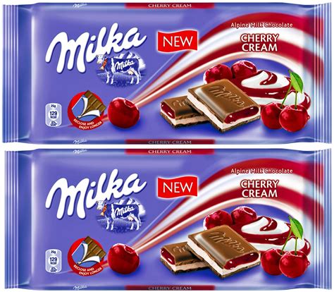 2 Pcs Milka Alpine Milk Chocolate Bars Vanilla Cherry Cream ...