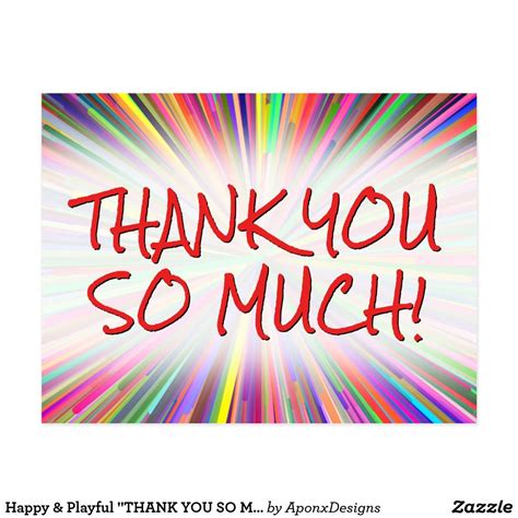 Happy & Playful "THANK YOU SO MUCH!" Postcard | Zazzle | Thank you ...